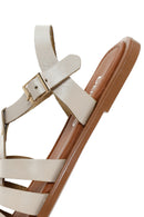 Women's Beige Ankle Strap Leather Bodrum Sandals | Derimod