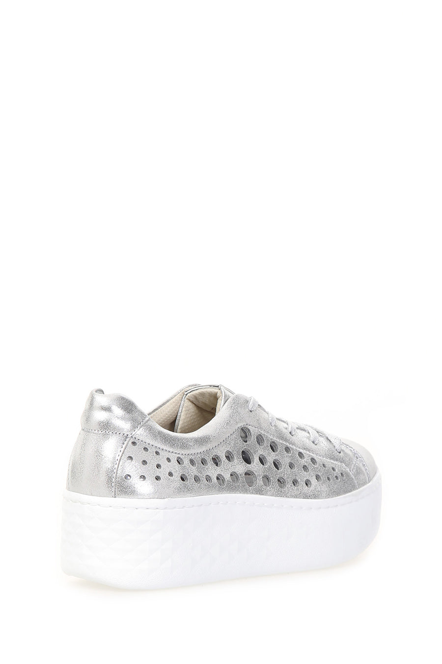 Kalın Gümüş Baskılı Tabanlı Kadın Sneaker