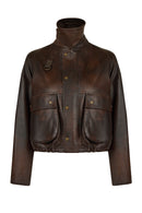 Richmond Woman Brown Short A-Line Leather Jacket | Derimod