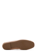 Women's Beige Leather Stone Ballerinas | Derimod