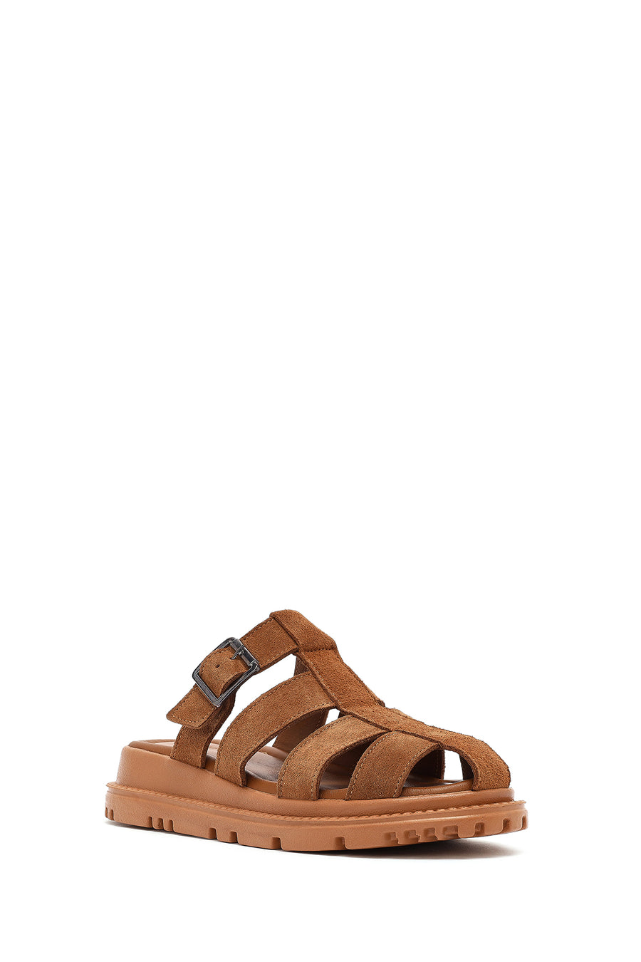 Women's Brown Thick Soled Suede Leather Slippers