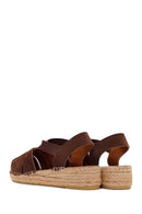 Women's Brown Suede Leather Espadrille Sandals | Derimod