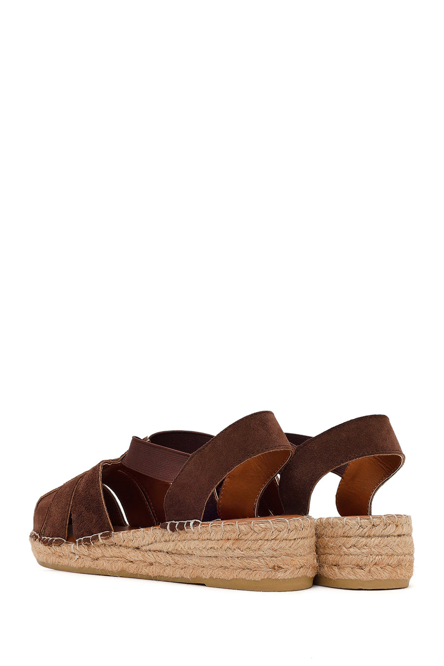 Women's Brown Suede Leather Espadrille Sandals