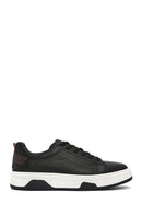 Men's Black Lace-up Thick-Sole Leather Sneaker | Derimod