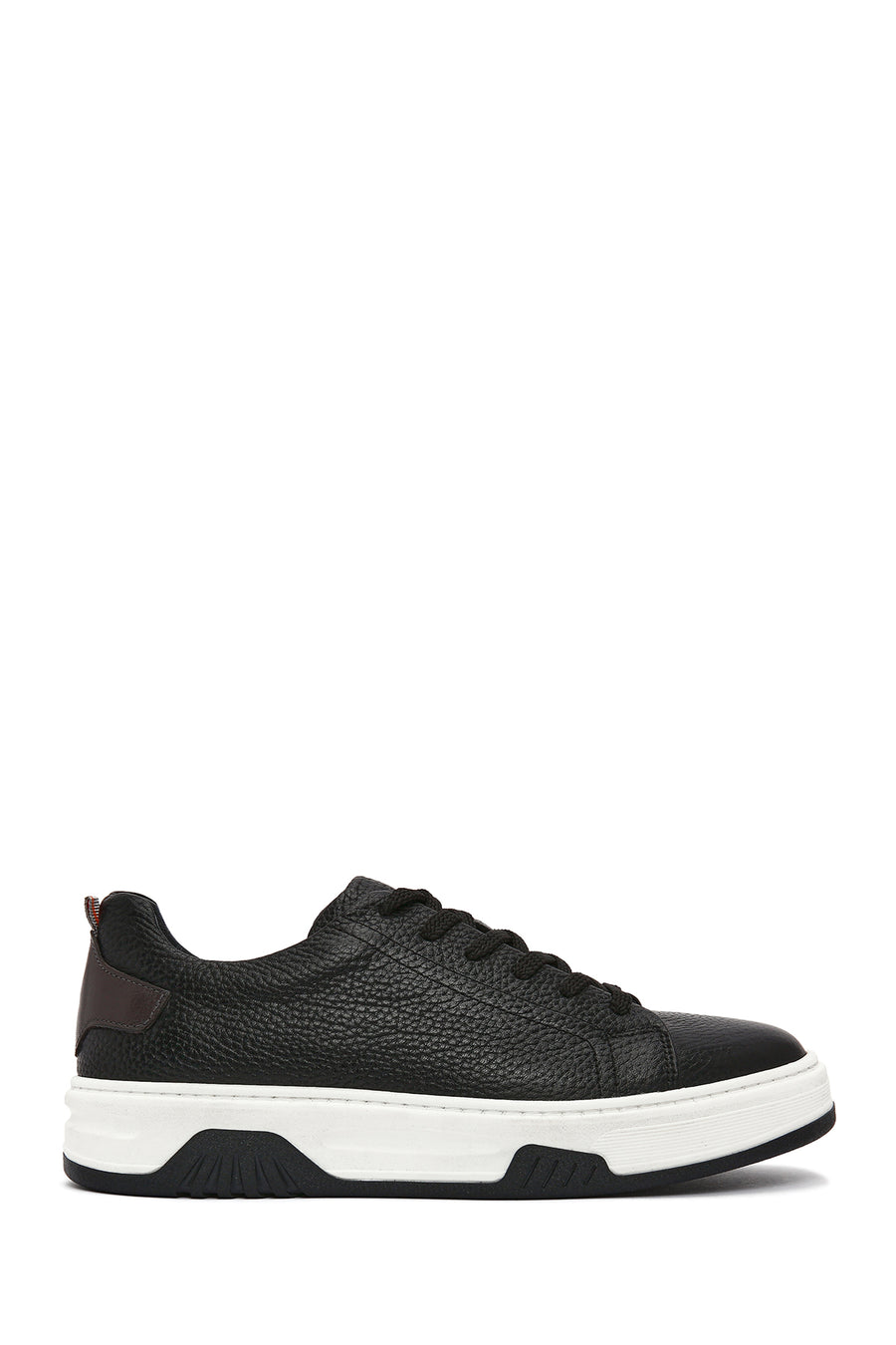 Men's Black Lace-up Thick-Sole Leather Sneaker 25SFD6882FT | Derimod