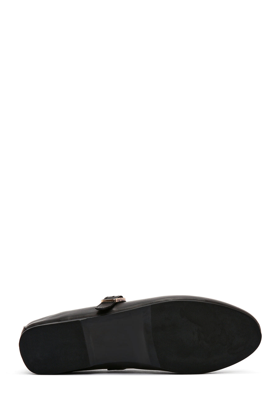Women's Black Buckle Leather Ballerinas