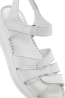 Women's White Strappy Thick Soled Leather Comfort Sandals | Derimod
