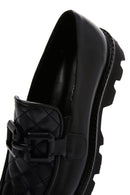 Women's Black Leather Buckle Loafer | Derimod