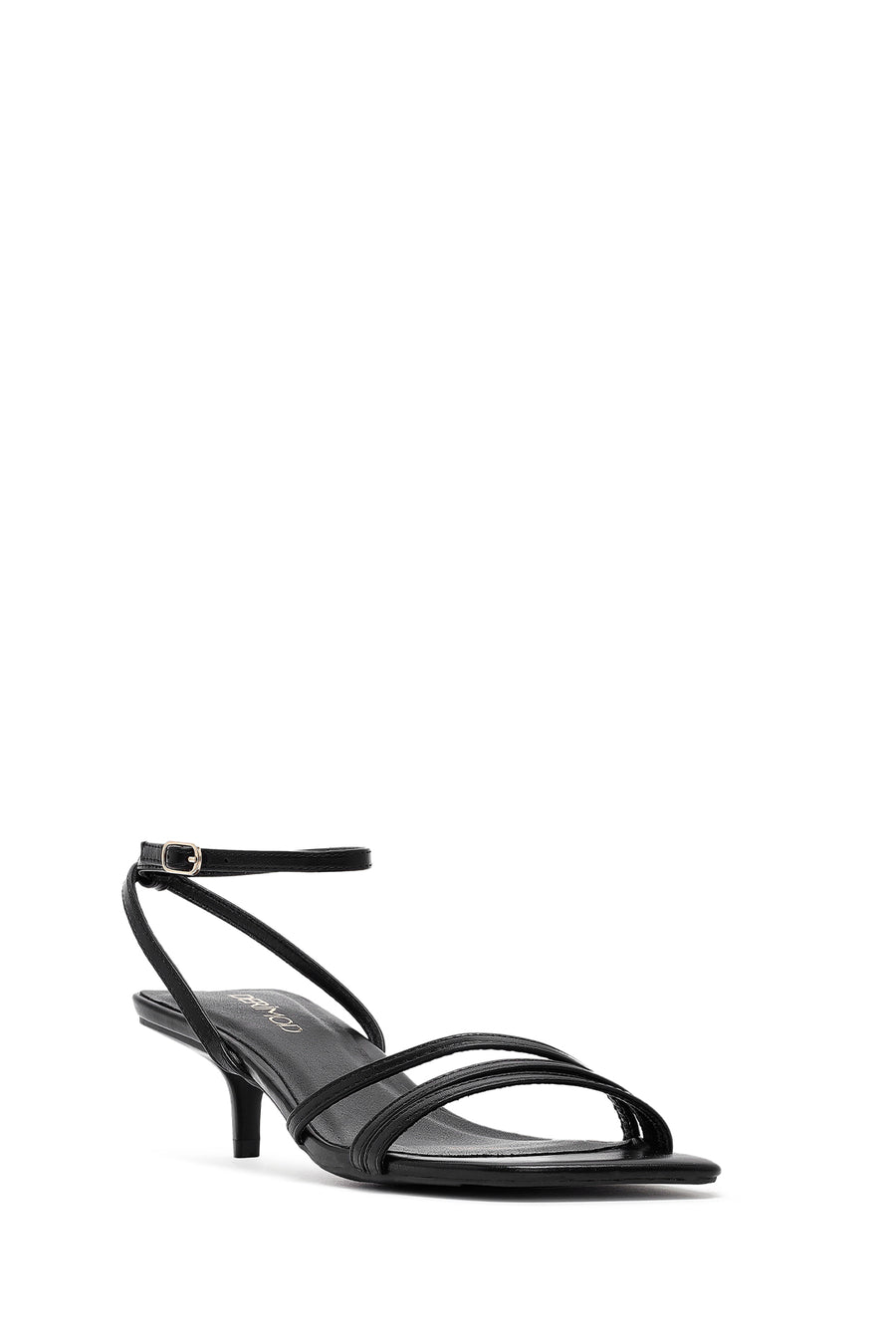 Women's Black Ankle Buckle Thin Low Heel Sandals