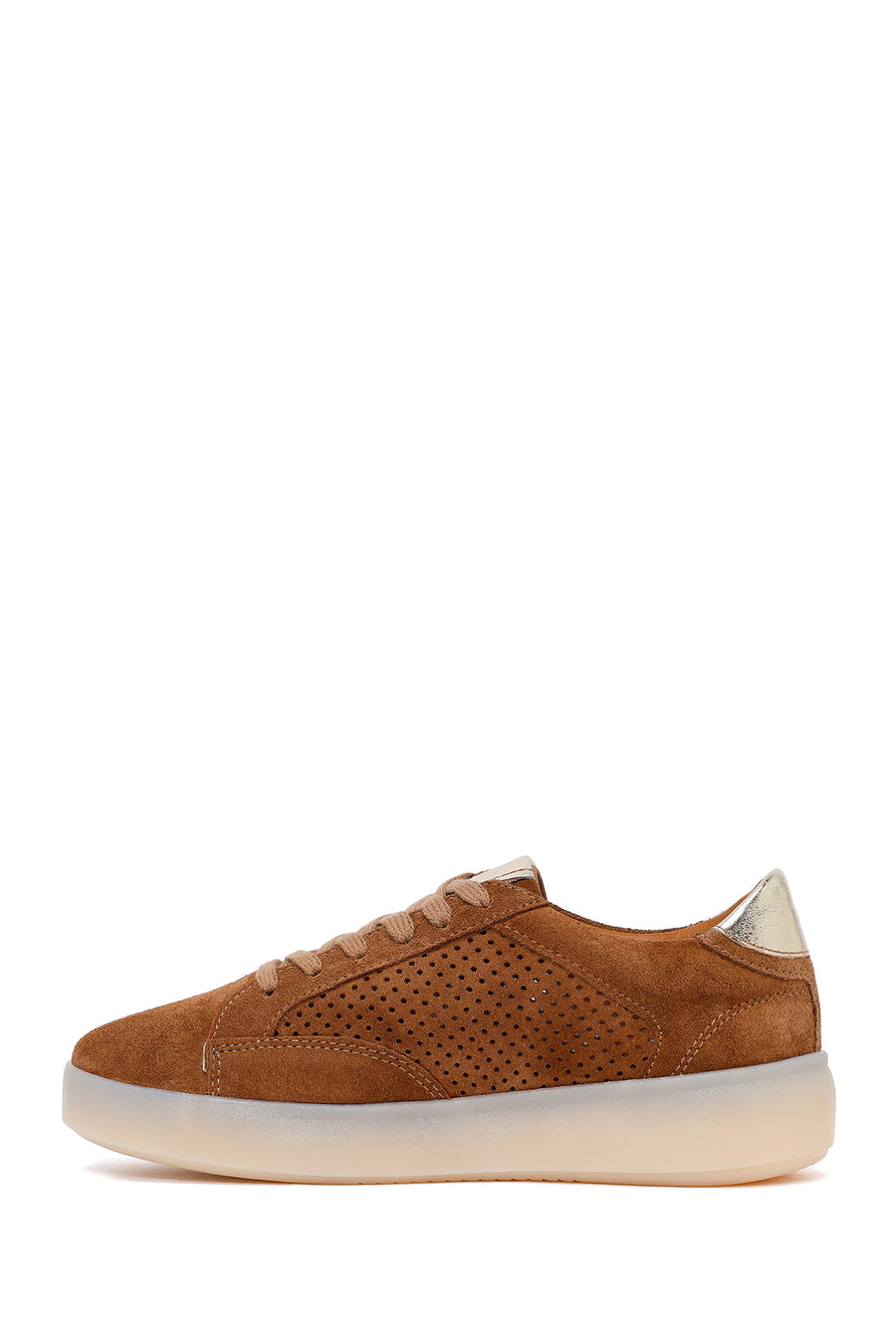 Kadın Taba Bağcıklı Süet Deri Sneaker
