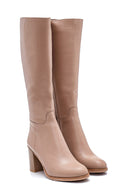 Women's Leather Zippered Heeled Boots | Derimod