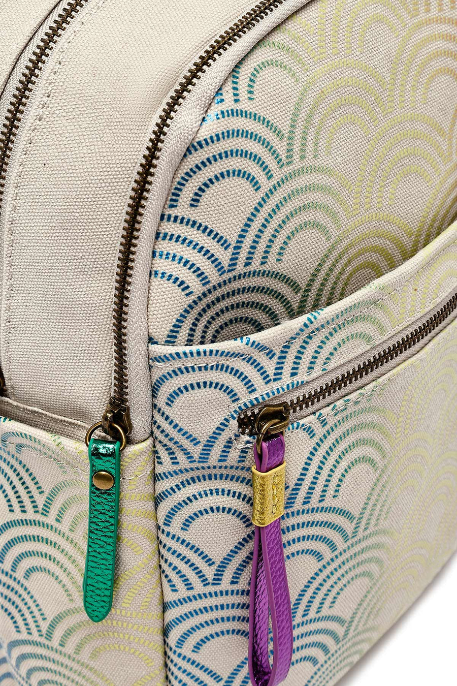 Women's Beige Hologram Patterned Backpack
