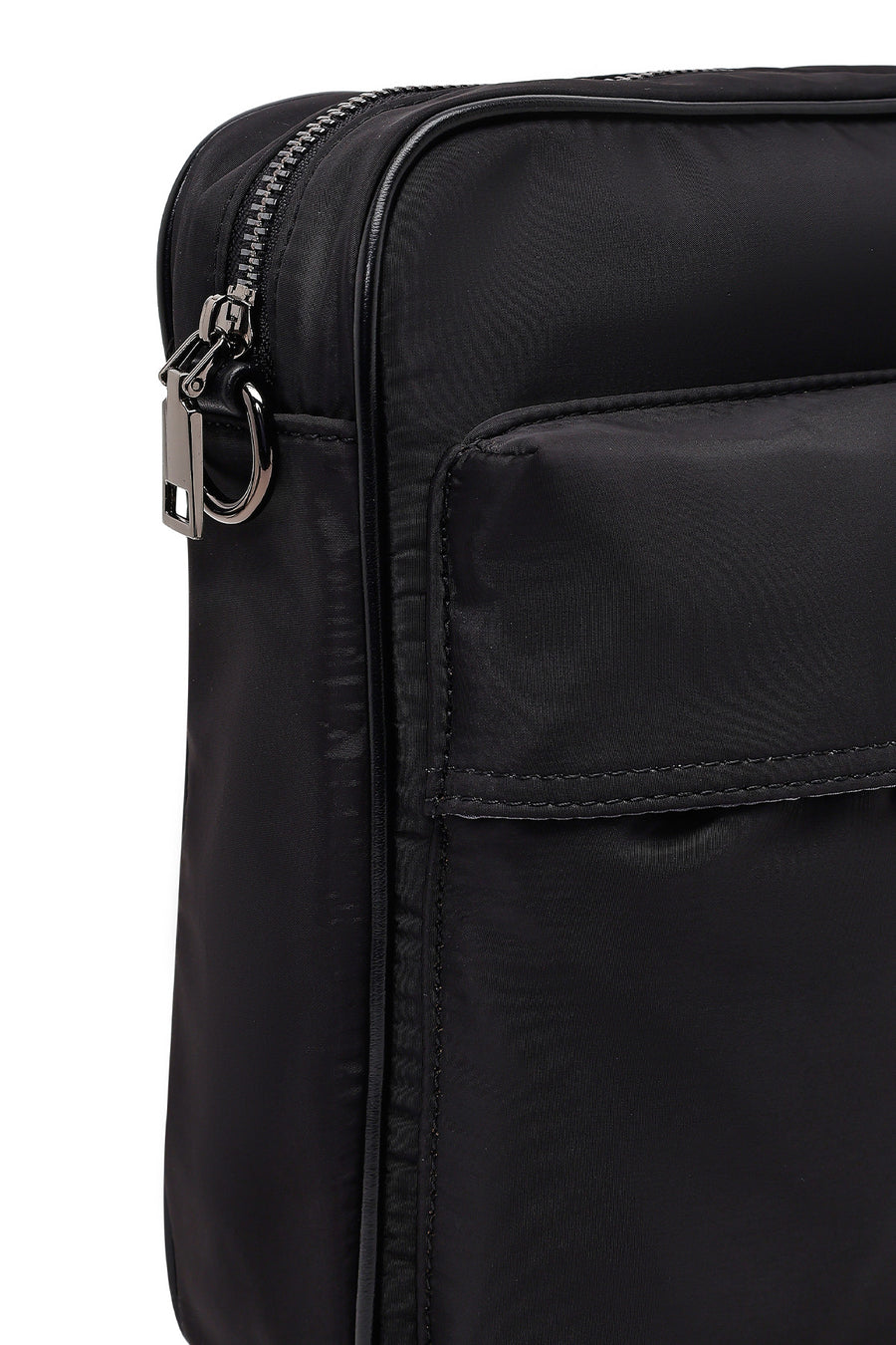 Men's Black Fabric Messenger Bag