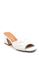 Women's White Quilted Heeled Slippers | Derimod