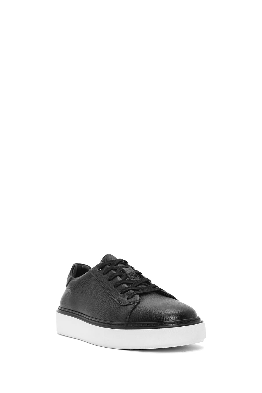 Erkek Siyah Bağcıklı Deri Sneaker