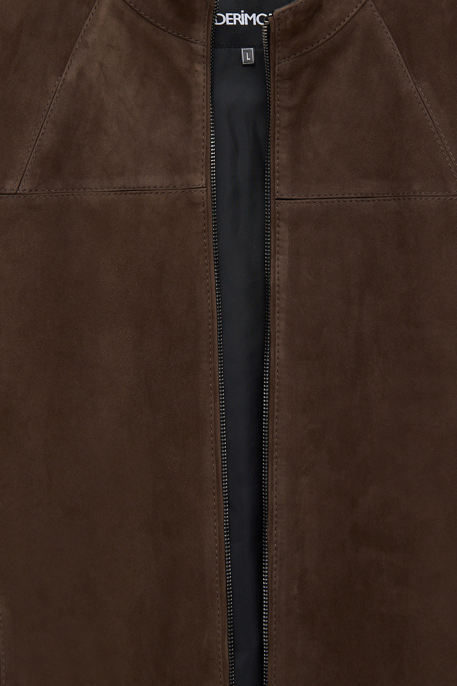 Neymar Men's Chestnut Man Collar Slim-Fit Suede Leather Jacket
