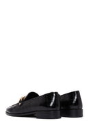 Women's Black Leather Buckle Crocodile Classic Loafer | Derimod