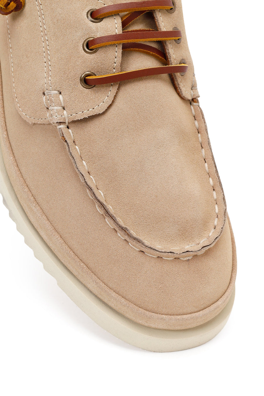 Men's Beige Lace-up Suede Leather Casual Shoes
