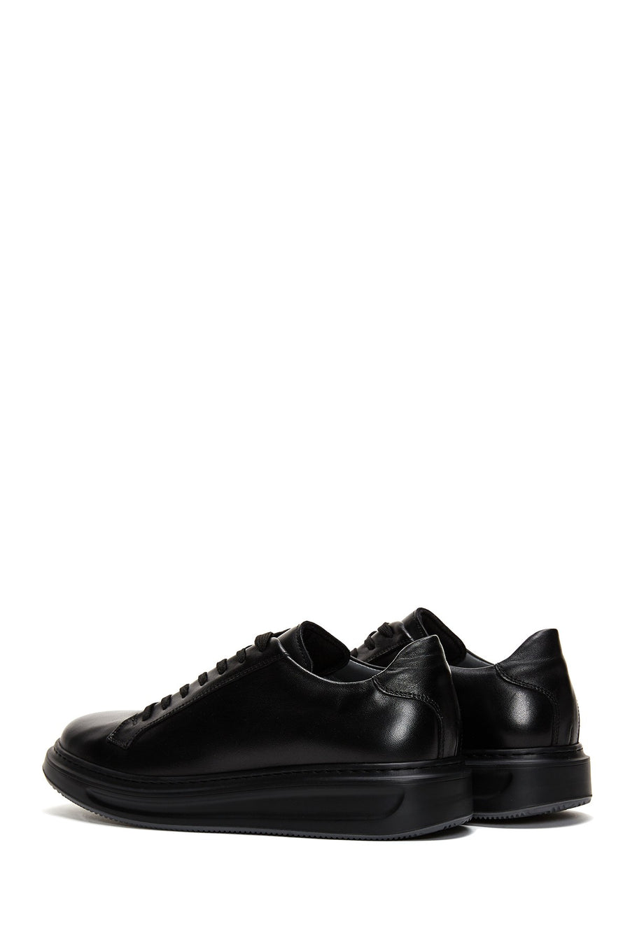 Men's Black Leather Thick Soled Sneaker