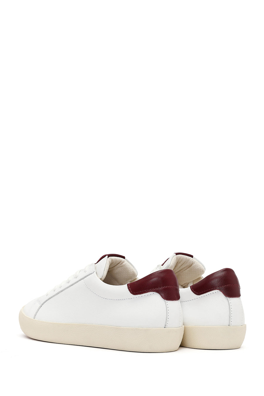 Women's White Lace-Up Leather Sneaker