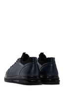 Men's Navy Blue Thick Sole Lace Up Leather Sneaker | Derimod