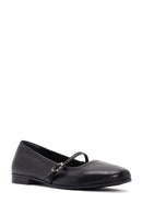 Women's Black Banded Leather Ballerinas | Derimod