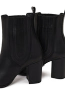 Woman Black Thick-Heeled Leather Chelsea Boots | Derimod
