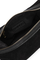 Women's Black Long Strap Suede Leather Mini Handbag | Derimod