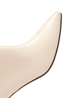 Women's Cream Thin Heel Leather Boots | Derimod