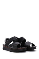 Women's Black Leather Comfort Sandals | Derimod