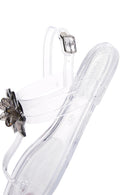 Women's White Jelly Transparent Stone Flip Flops Sandals | Derimod