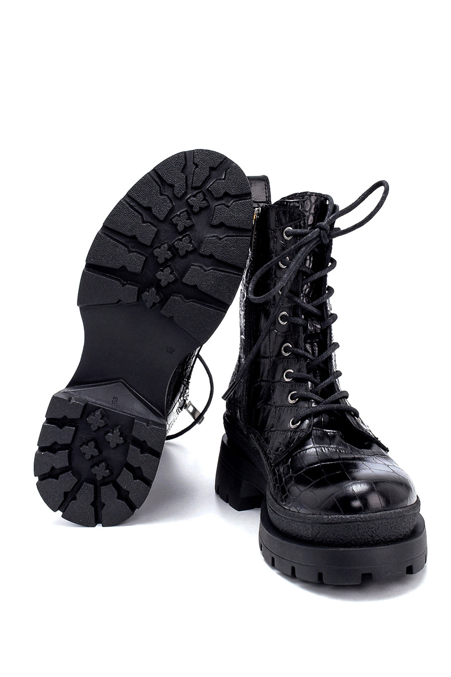 Women's Leather Crocodile Patterned Boots