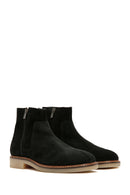 Men's Black Zippered Suede Leather Casual Boots | Derimod