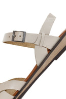 Women's Beige Ankle Strap Leather Bodrum Sandals | Derimod