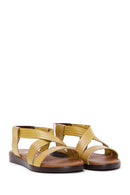 Women's Yellow Leather Bodrum Sandals | Derimod