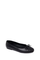 Woman Black Buckled Leather Ballet Flat | Derimod