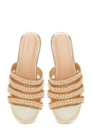 Woman Gold Stone-Embellished Slipper | Derimod