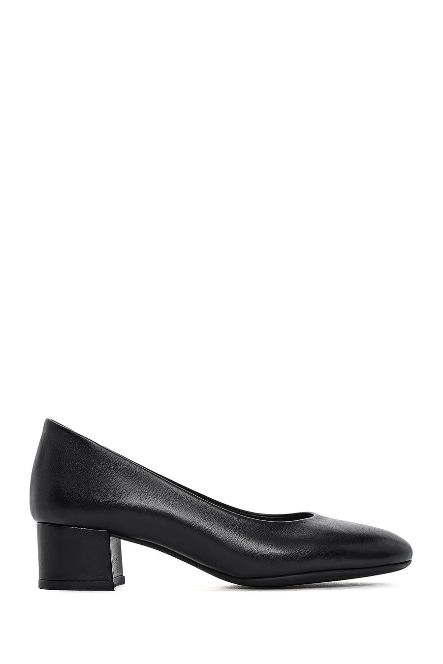 Derimod Flex Women's Black Low Thick Heeled Leather Shoes 25SFD380418 | Derimod