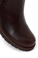 Woman Brown Zip Closure Chunky Heeled Leather Boots | Derimod