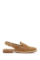 Women's Beige Backless Suede Leather Loafer | Derimod