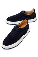 Male Navy Lace-up Thick-soled Suede Leather Sneaker | Derimod