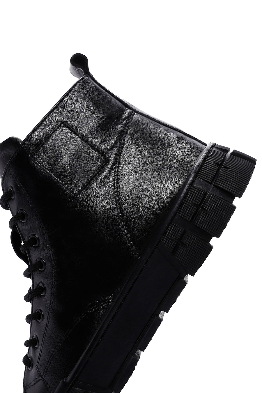 Men's Black Lace-Up Zippered Leather Boots