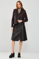 Mia Women's Black Leather Skirt | Derimod