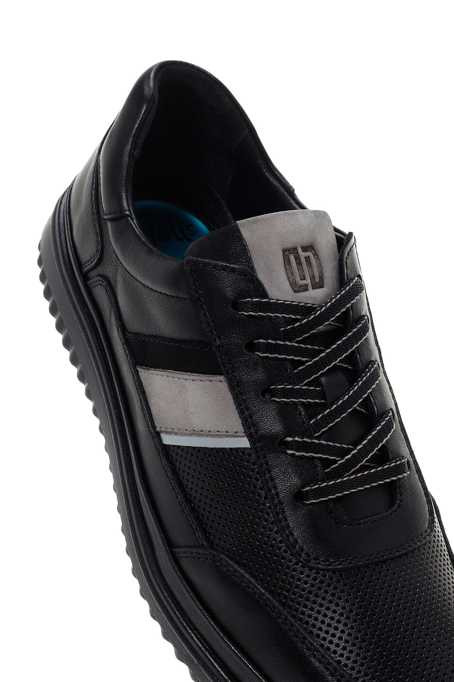 Men's Black Lace-up Leather Sneaker