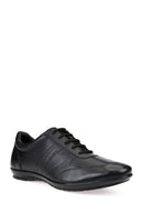 Geox Men's Black Symbol Lace-Up Leather Casual Shoes | Derimod