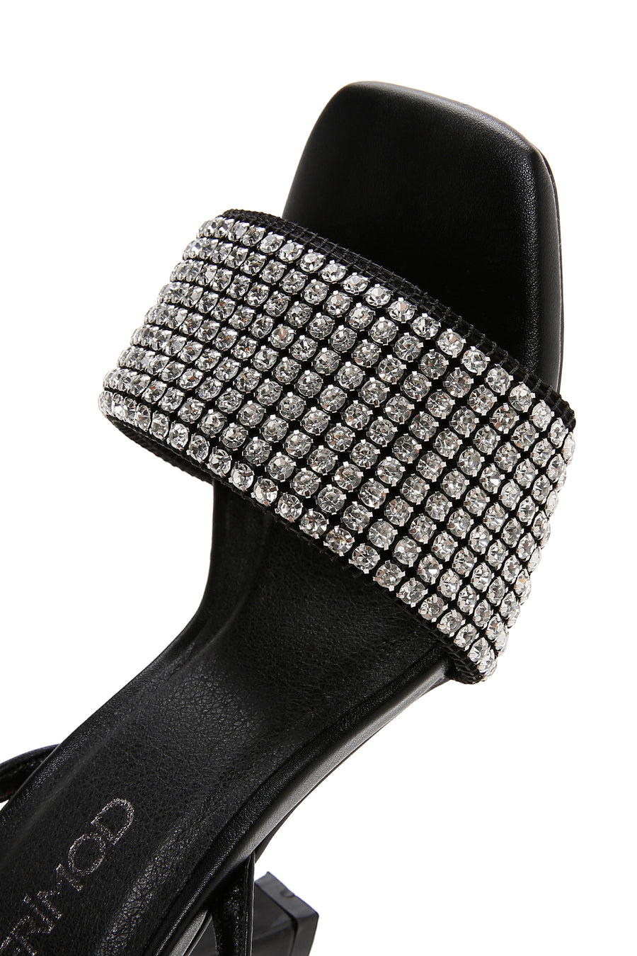 Women's Black Stone Heeled Sandals