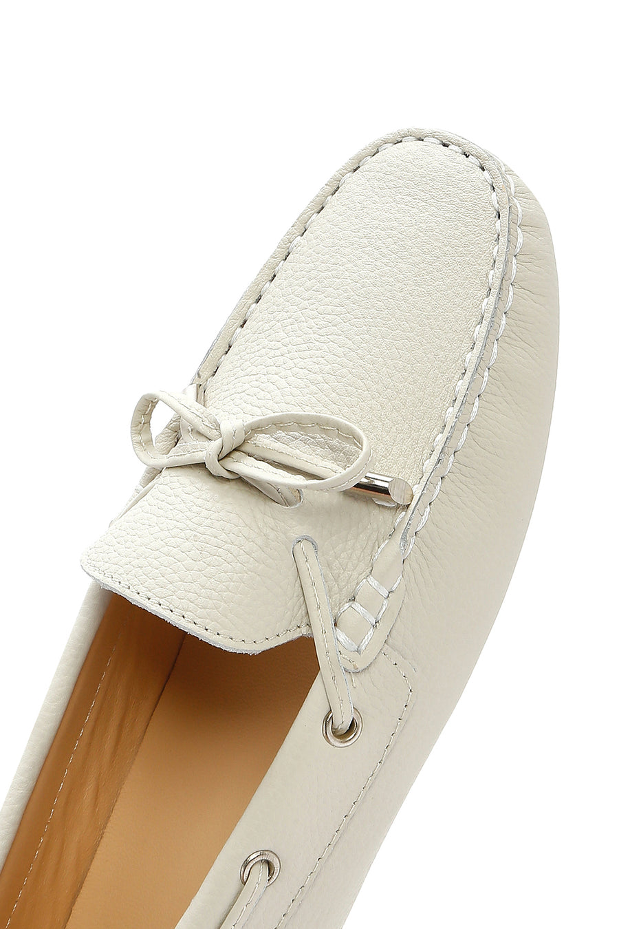 Women's Cream Bow Leather Loafer