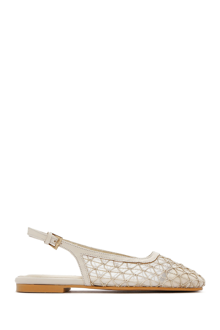 Women's Beige Open Back Patterned Ballerinas 25SFD18146F | Derimod