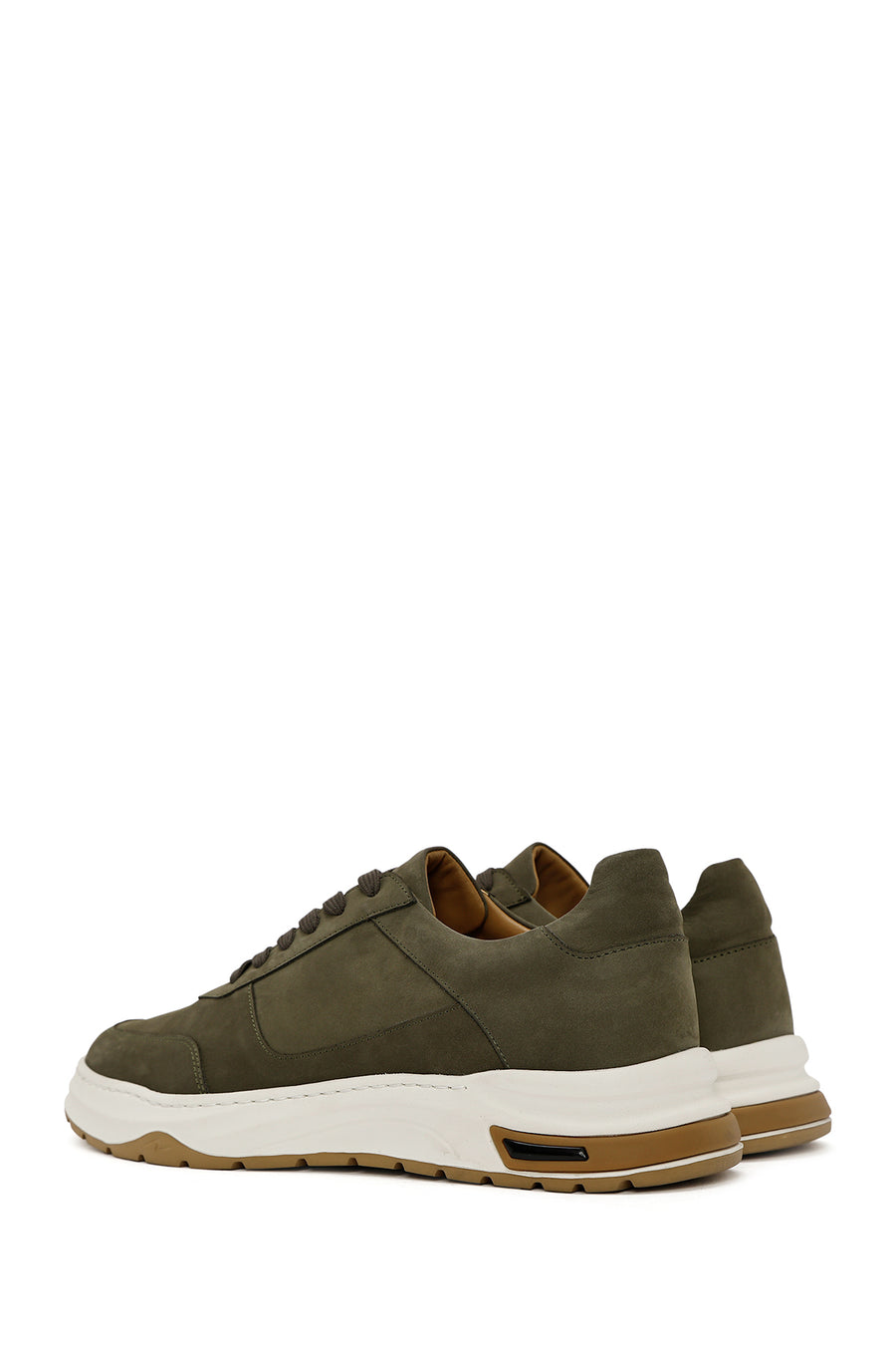 Erkek Haki Bağcıklı Nubuk Deri Sneaker