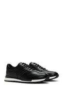 Erkek Siyah Deri Baskılı Sneaker | Derimod